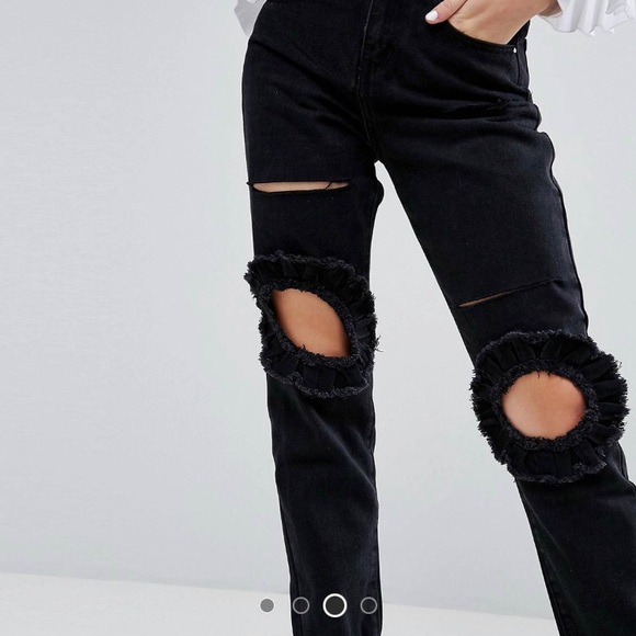 Jeans w/ Circle Cut Outs - Picture 3 of 5